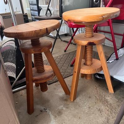 vintage wood stools