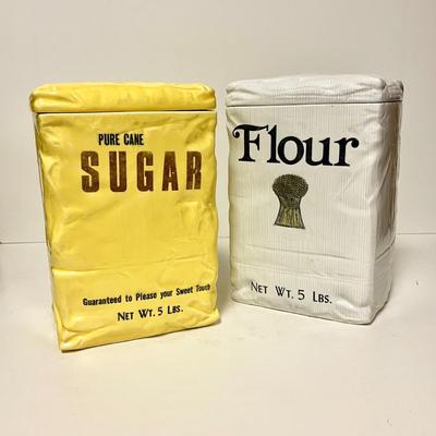 LOT 242  VINTAGE KITCHEN 1979 BETTY ST JOHN PACKAGE SUGAR & FLOUR COOKIE JARS SHAFFORD