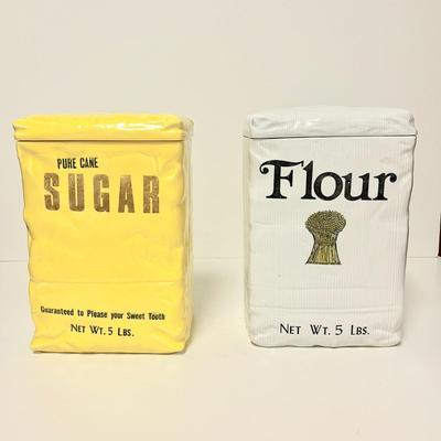 LOT 242  VINTAGE KITCHEN 1979 BETTY ST JOHN PACKAGE SUGAR & FLOUR COOKIE JARS SHAFFORD