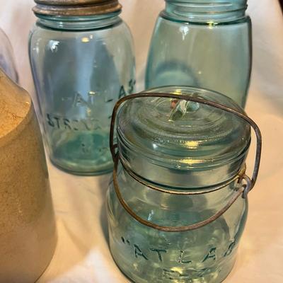 Box of Antique Jars Crock Jar