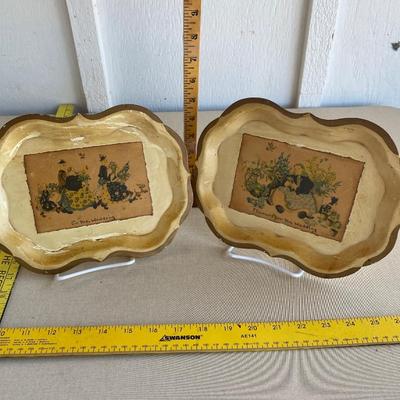 2 tin  decorative wall plates