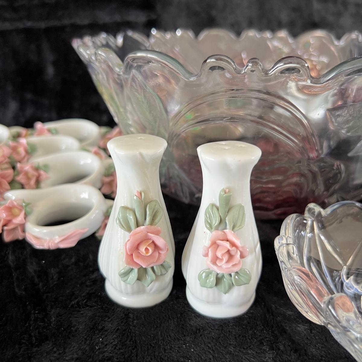 Vintage Glass Flower Table Set