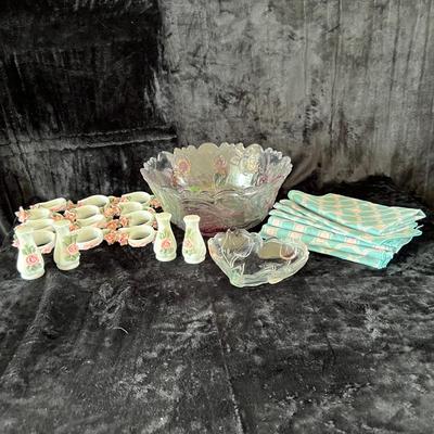 Vintage Glass Flower Table Set