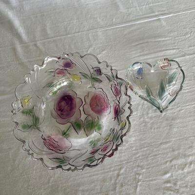 Vintage Glass Flower Table Set