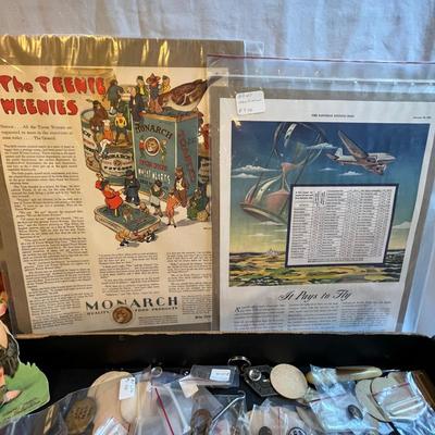 Flat of vintage Advertising items
