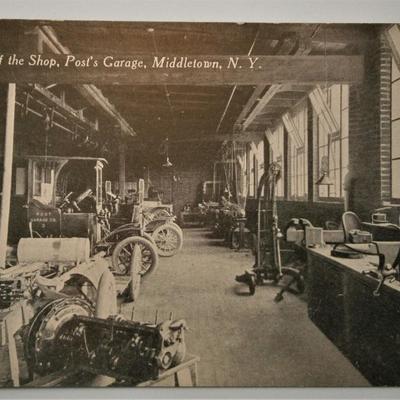 Advertising Postcard of Interior of Post's Garage, Middletown, N.Y.