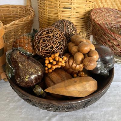 Wicker Baskets and Wooden Fruit Bowl  (LR-JM)