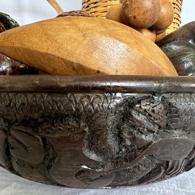 Wicker Baskets and Wooden Fruit Bowl  (LR-JM)