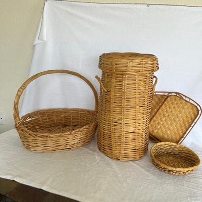 Wicker Baskets and Wooden Fruit Bowl  (LR-JM)