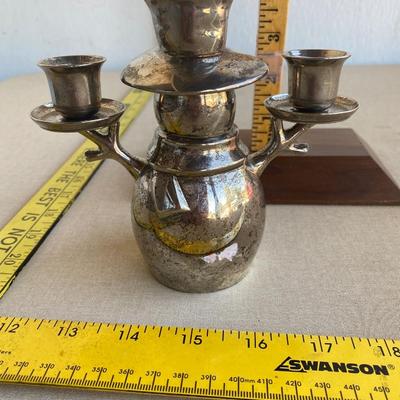 Silver plated snowman candleholder