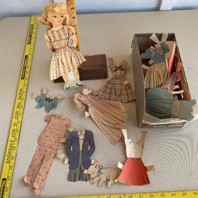Vintage paper doll with clothes