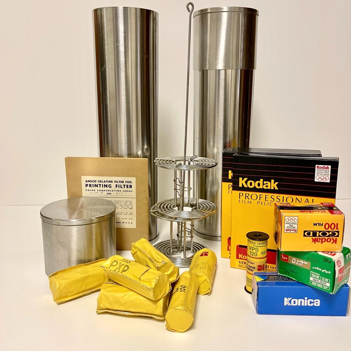 LOT 248 VINTAGE DARK ROOM CAMERA FILM 2 FILM TANKS