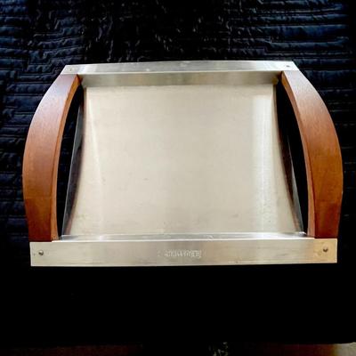 LOT 258  CHALLENGER STAINLESS STEEL TRAY BENTWOOD HANDLES MODERNIST DESIGN