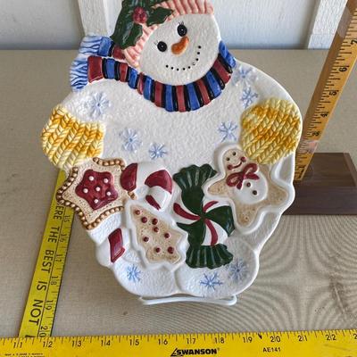 Snowman Christmas cookie plate