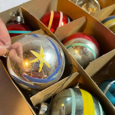 Box of Vintage Mercury Glass Ornaments