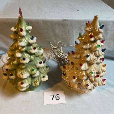 MCM 2 Small Ceramic Christmas Tree Lamps