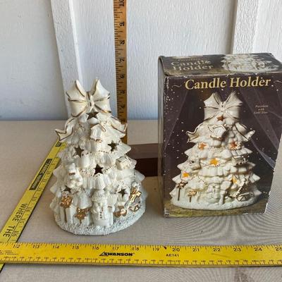 Porcelain Christmas tree tea light candle holder