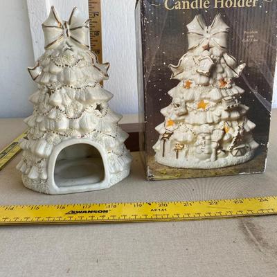 Porcelain Christmas tree tea light candle holder