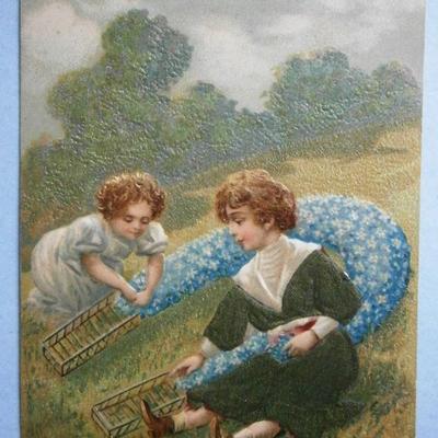 Embossed Greeting Postcard with Children from the early 1900's