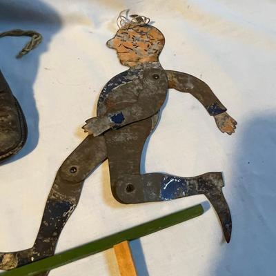 Lot of Antique Toys Black twirler & Fireman Bell