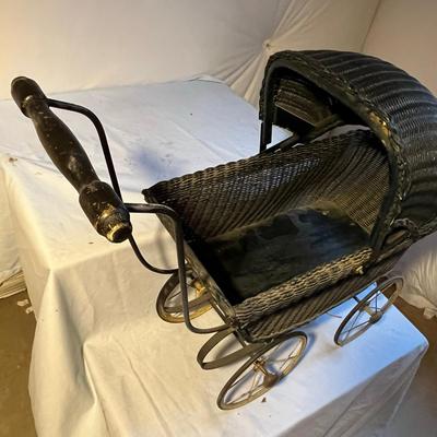 Antique Wicker Doll Buggy