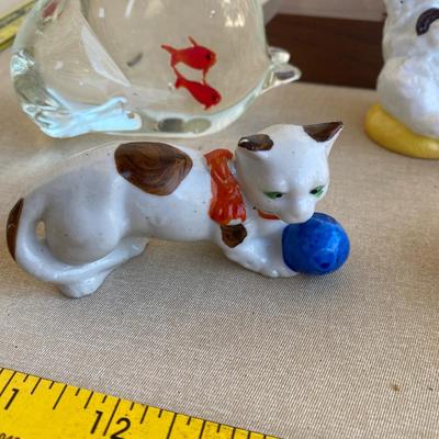 Assortment of cat figurines