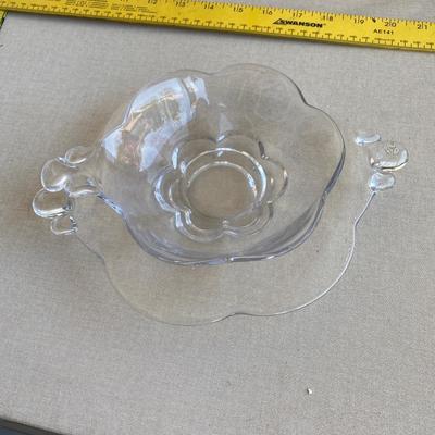 Glass sugar and creamer and serving dishes
