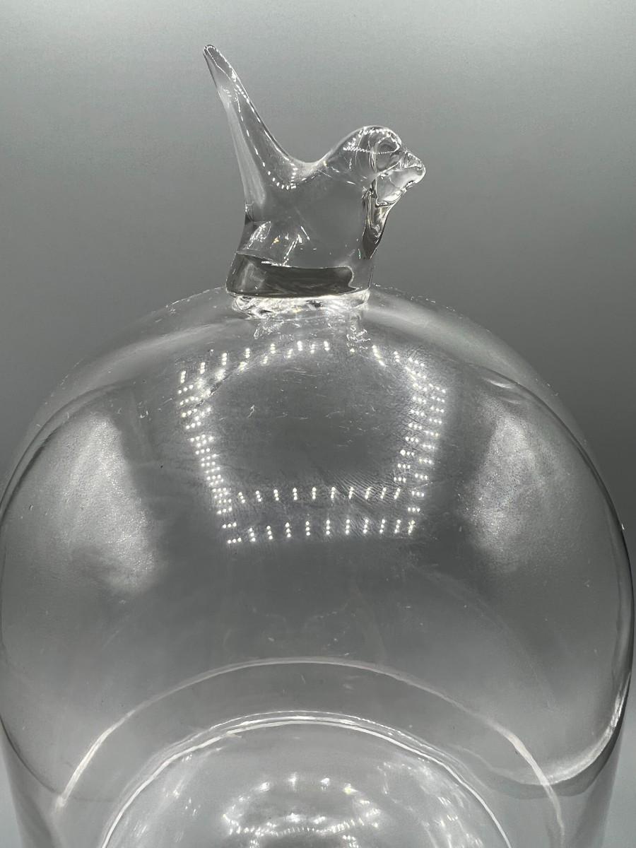 Glass Display Pedestal Stand with Baby Bird Handle Dome Lid