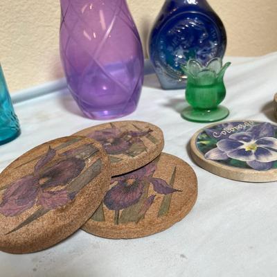 Colored glass & coasters