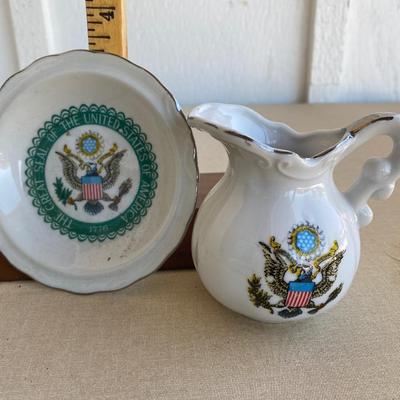 United States of America seal pitcher and bowl figurine