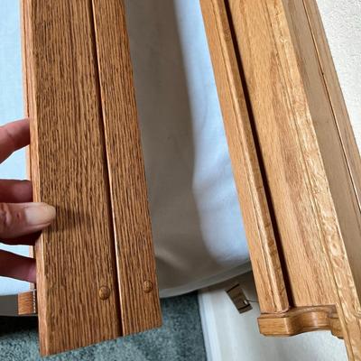 Two Oak Wall Shelves, with hangers