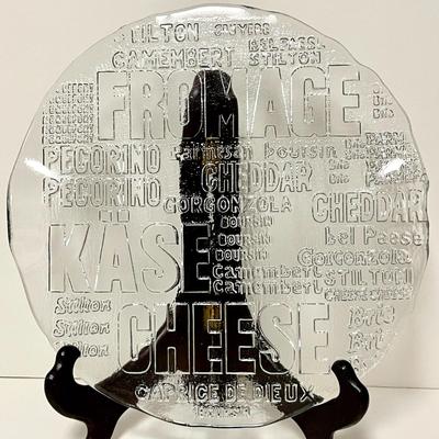 LOT 268   VINTAGE CHEESE PLATTER REVERSE EMBOSSED NAMES