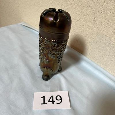 Northwood Grape & Gable Amethyst Carnival Glass Hatpin Holder