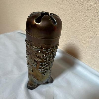 Northwood Grape & Gable Amethyst Carnival Glass Hatpin Holder