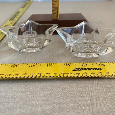 Two glass star candleholders
