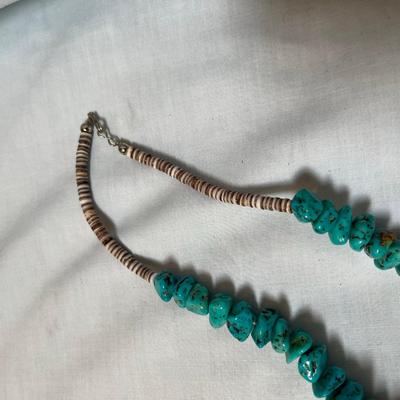 Turquoise Nugget Heishe Necklace