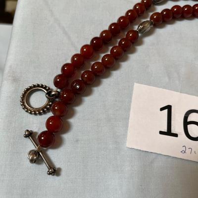 Sterling & Carnelian Bead Necklace