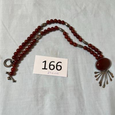 Sterling & Carnelian Bead Necklace
