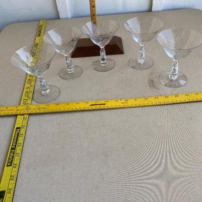 Set a five glass martini glasses