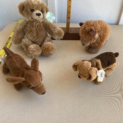 Assortment of four small size stuffed animals