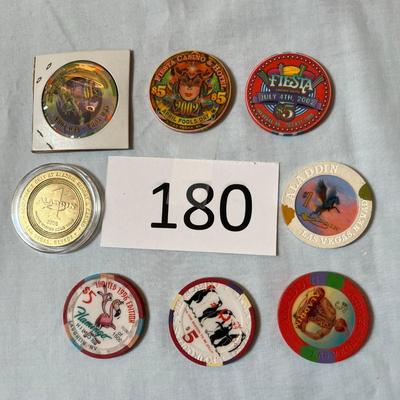 Lot of 8 LAS VEGAS Casino Poker Chips.