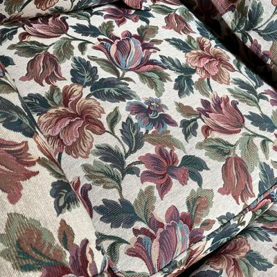 Floral Print Overstuffed chair w/ vintage foot stool