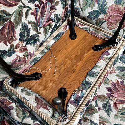 Floral Print Overstuffed chair w/ vintage foot stool