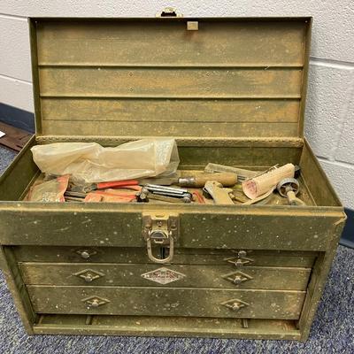 Green toolbox and contents