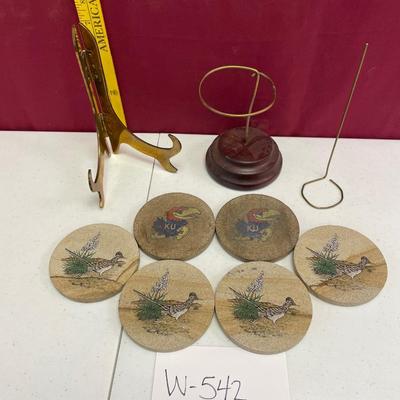 Coasters, easel, 2 doll holders