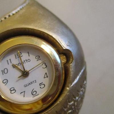 Vintage Bonetto Miniature Clock Galway Irish Crystal Shoe