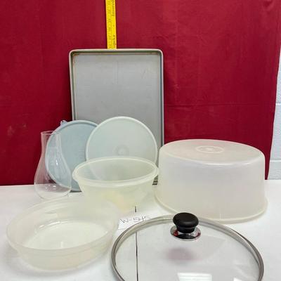Odd ball lids, cookie sheet, hurricane lampshade