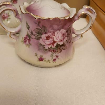 Vintage L'amour China Teapot Cream & Sugar bowl