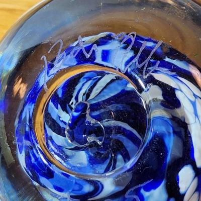 Hand Blown Glass Paperweight Signed