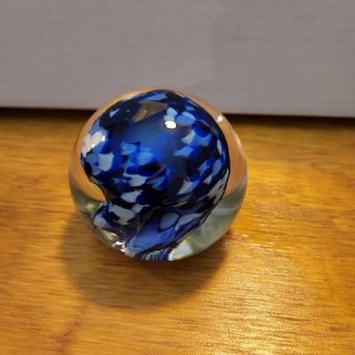 Hand Blown Glass Paperweight Signed